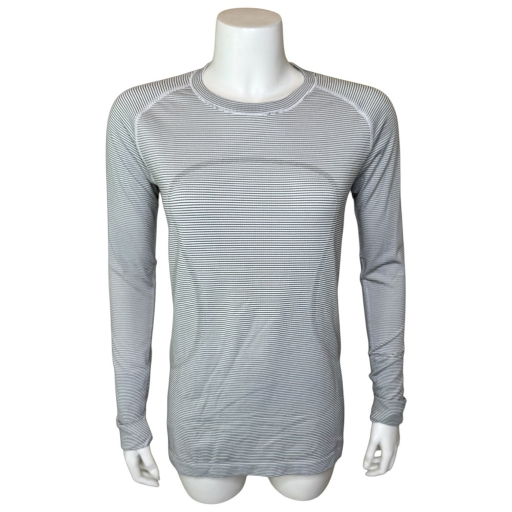 Lululemon Swiftly Tech Hawaiian Islands Long Sleeve Crew 10 White Black Stripe